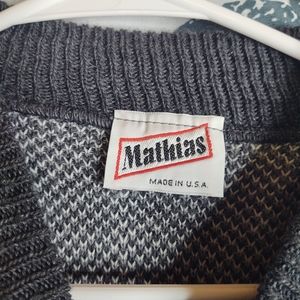 Vtg Mathias Black/White Plaid Sweater